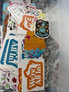 Sticker Pack - Colorful Cupcake & Assorted Vinyl Stickers (Orange, Blue, Pink)